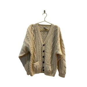 Carraig Donn Cableknit Cardigan white sweater medium vintage